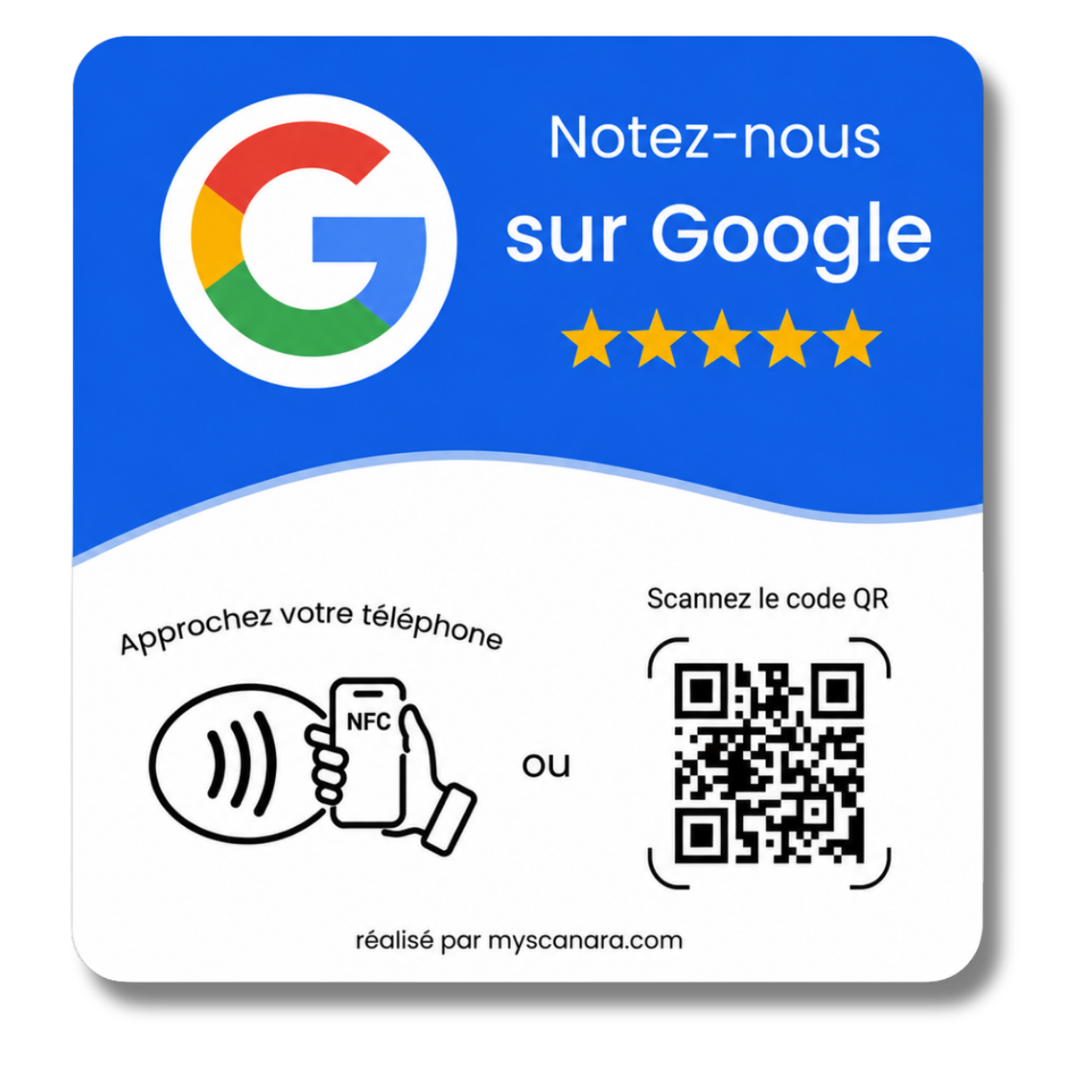 Plaque connectée Scanara pour avis Google